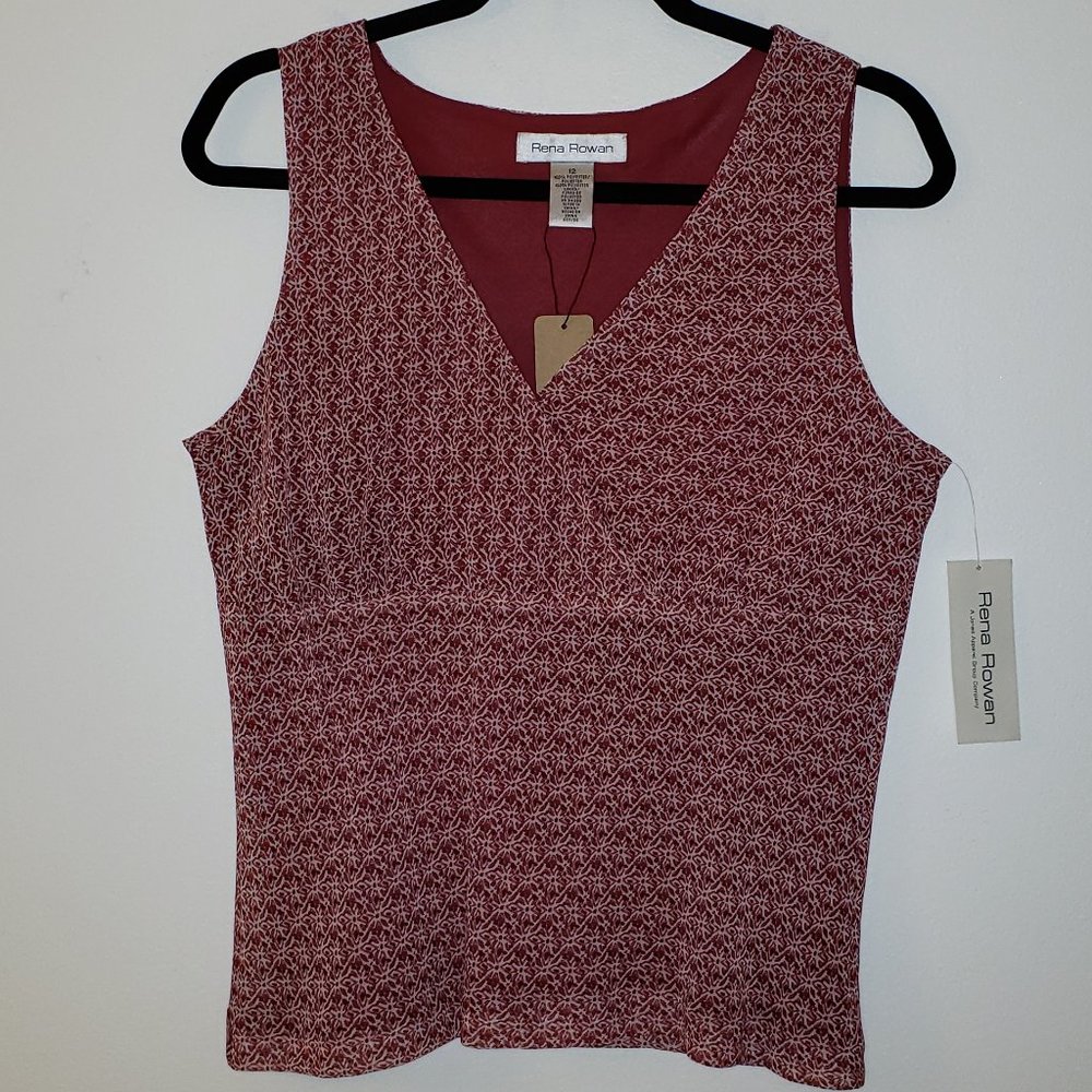 (NWT) Rena Rowan Gypsy Currant Red Sleeveless Top.  Size 12.